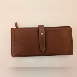 MADEWELL Leather Post Wallet in English Saddle
